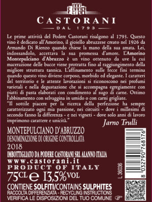 AMORINO Montepulciano d’Abruzzo DOC 0,75 L – etichetă de referință a producătorului