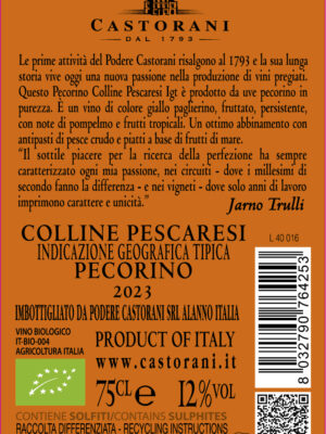 CADETTO Pecorino Colline Pescaresi IGT 0,75 L – etichetă de referință a producătorului