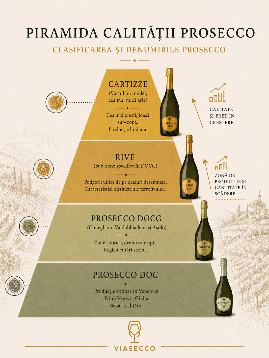 Piramida calității Prosecco – DOC, DOCG, Rive și Cartizze