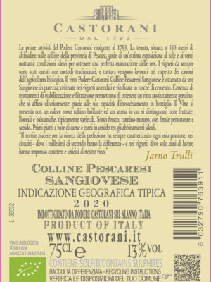 PODERE CASTORANI Sangiovese Colline Pescaresi IGT 0,75 L – etichetă de referință a producătorului