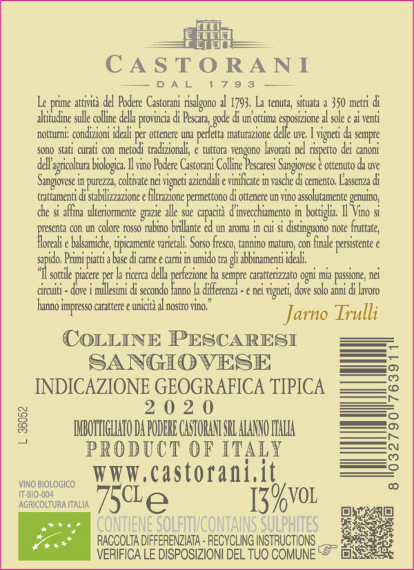 PODERE CASTORANI Sangiovese Colline Pescaresi IGT 0,75 L